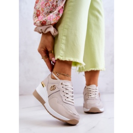 S.Barski Scarpe Sportive da Donna in Pelle Sneakers Beige Loissa 1