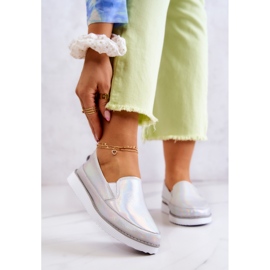 Sneakers da Donna in Pelle Slip-On S.Barski Holographic Silver d'argento 1