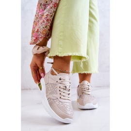 S.Barski Sneakers Zeppa da Donna in Pelle Beige Phiness 1