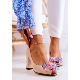 Décolleté In Pelle Con Ornamento Dayane Beige 1