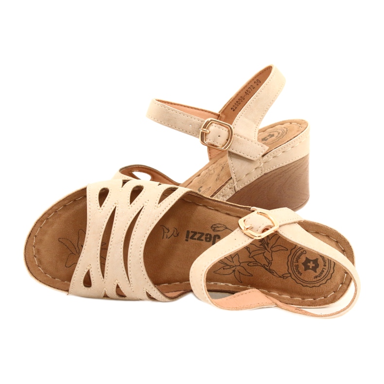 Sandali Con Zeppa Comodi Da Donna Evento 22SD98-4572 Beige 4