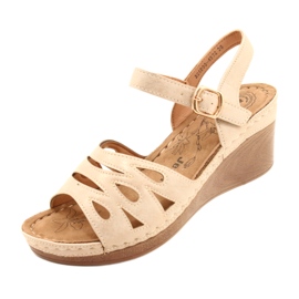 Sandali Con Zeppa Comodi Da Donna Evento 22SD98-4572 Beige 3