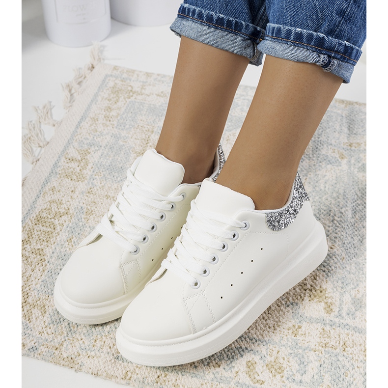 Sneakers bianche da donna Gallo bianca d'argento 1