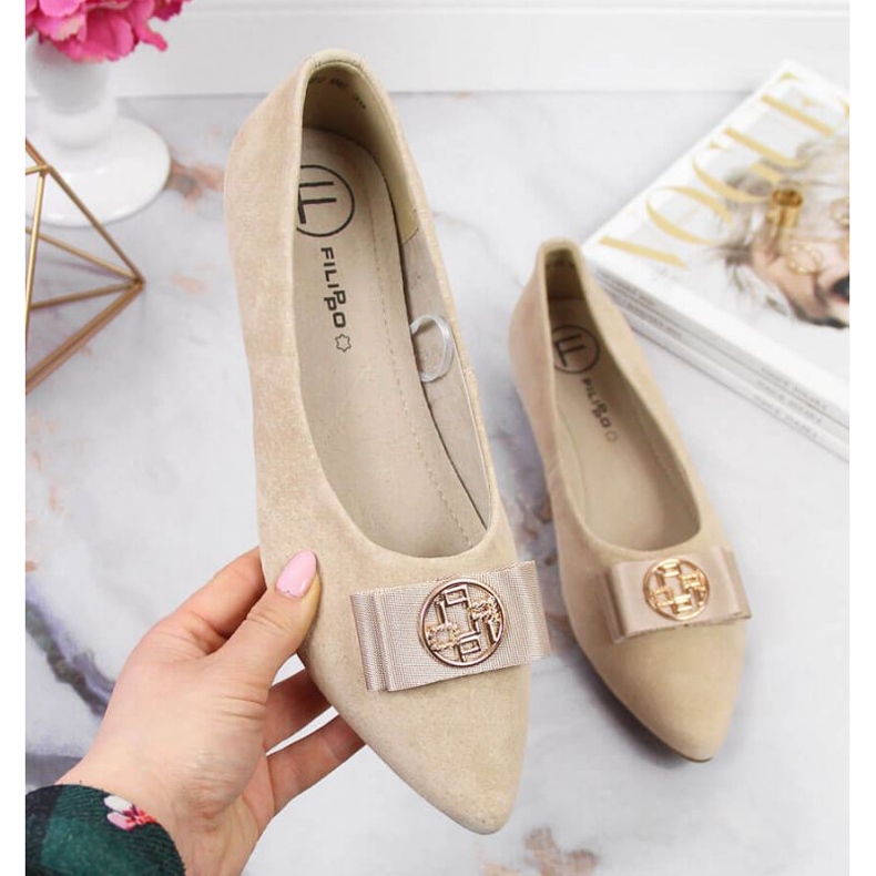 Ballerine in pelle con punta Filippo W PAW335B beige 1