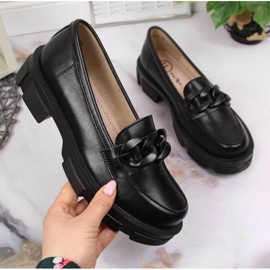 Scarpa in pelle con catena Filippo W PAW252C nera nero 1