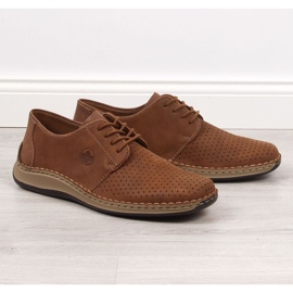 Scarpe in pelle traforate Rieker M RKR528 marrone 1