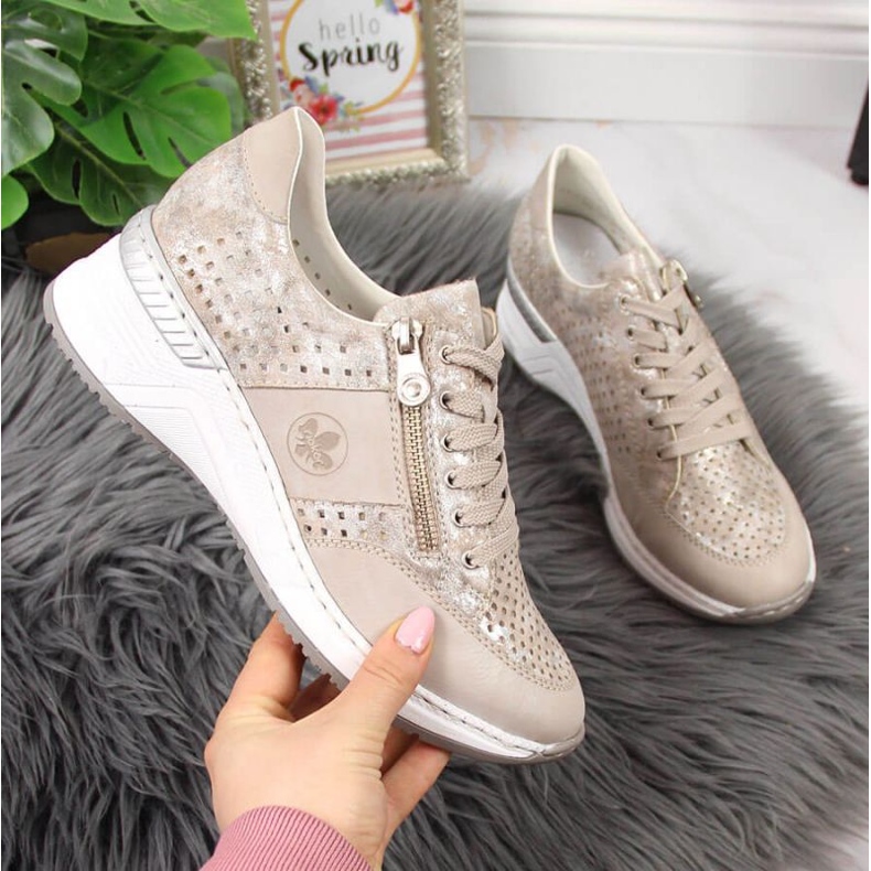 Sneakers con zeppa Rieker W N4327-80 beige 1