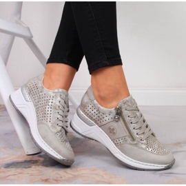 Sneakers con zeppa Rieker W N4327-80 beige 2