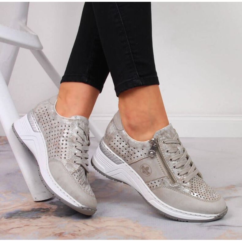 Sneakers con zeppa Rieker W N4327-80 beige 2