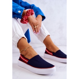 Sneakers da Donna Slip On Big Star JJ276009 Blu Navy-Rosso 1