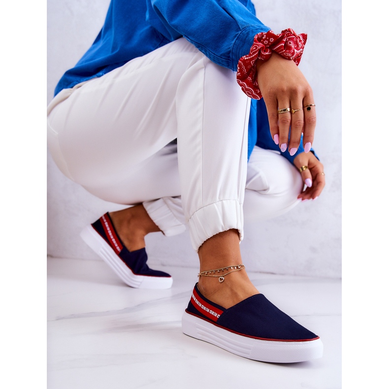 Sneakers da Donna Slip On Big Star JJ276009 Blu Navy-Rosso 2