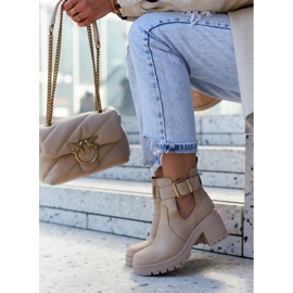 FE1 Stivaletti in pelle Cut Out Belt Rosanne beige scuro 1