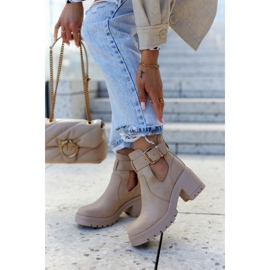 FE1 Stivaletti in pelle Cut Out Belt Rosanne beige scuro 2