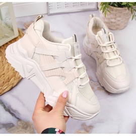 Sneakers con zeppa Novità W EU649B beige 1