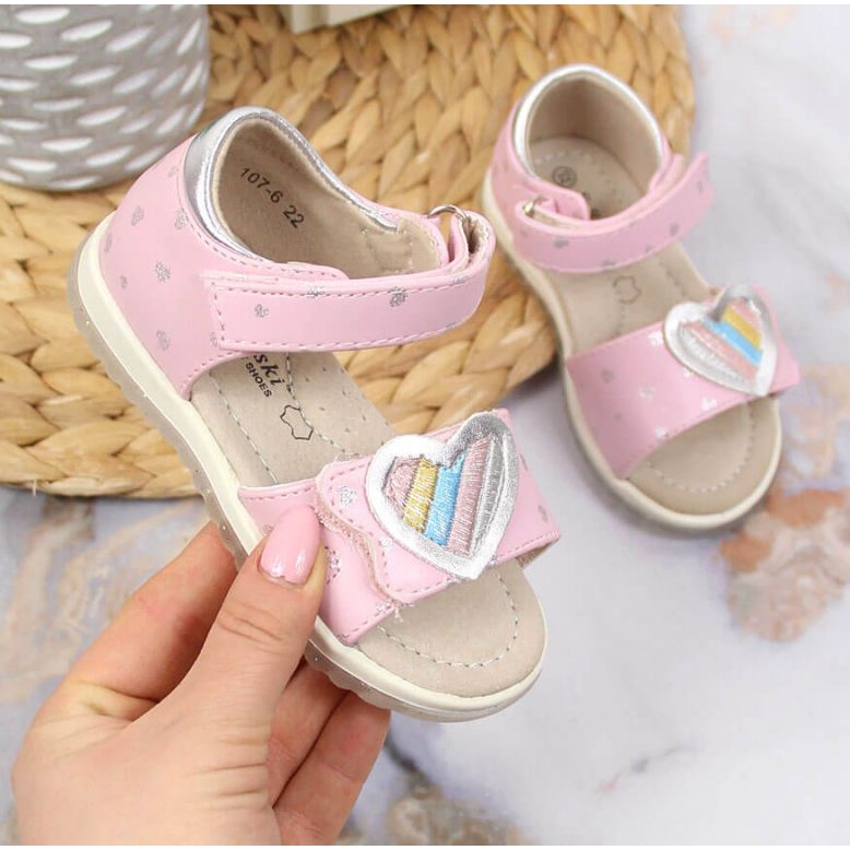 Sandali con velcro S. Barski Jr. OLI152B rosa 1
