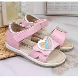 Sandali con velcro S. Barski Jr. OLI152B rosa 2