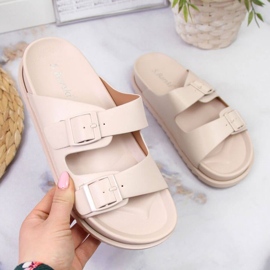 Ciabatte in gomma con fibbie S. Bararski W OLI157A beige 1
