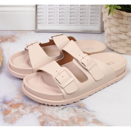 Ciabatte in gomma con fibbie S. Bararski W OLI157A beige 2