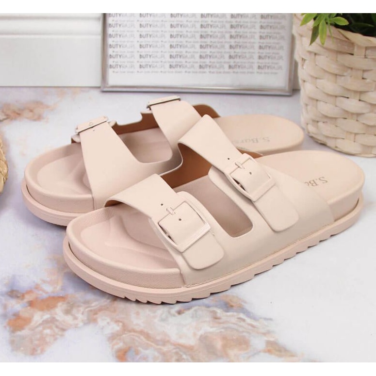 Ciabatte in gomma con fibbie S. Bararski W OLI157A beige 2