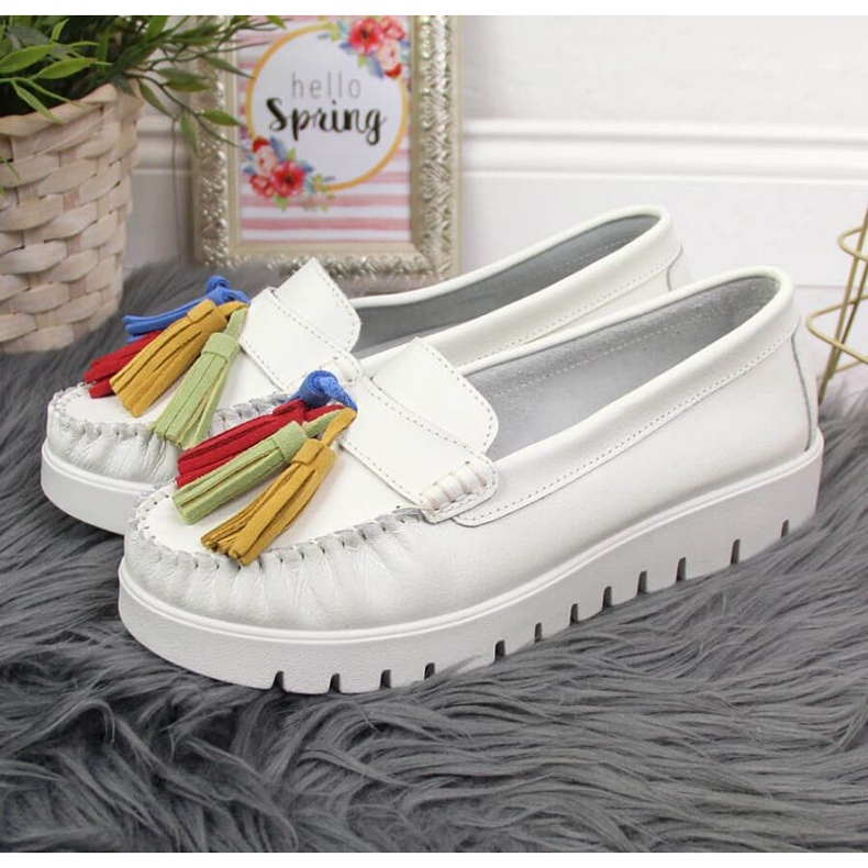 Mocassini in pelle con frange Filippo W PAW327B bianco 2