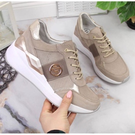 Sneakers in pelle su zeppa Filippo W PAW331A beige 1