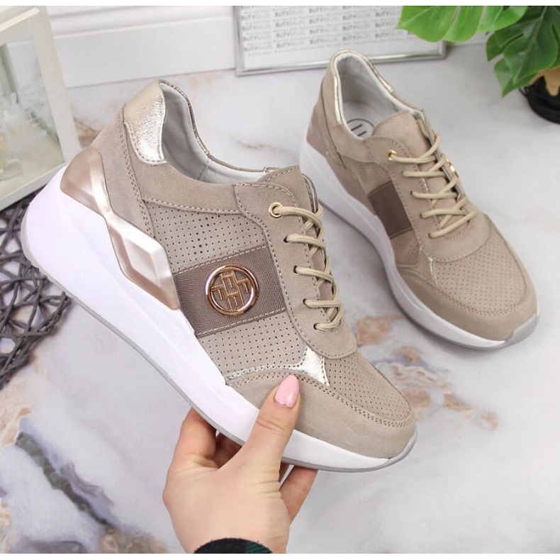 Sneakers in pelle su zeppa Filippo W PAW331A beige 1