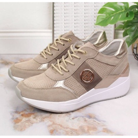 Sneakers in pelle su zeppa Filippo W PAW331A beige 2