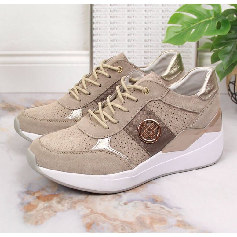 Sneakers in pelle su zeppa Filippo W PAW331A beige 2