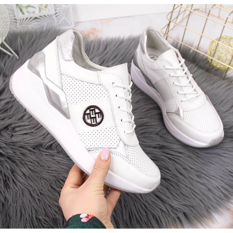 Sneakers in pelle sulla zeppa Filippo W PAW331B bianco 1