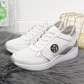Sneakers in pelle sulla zeppa Filippo W PAW331B bianco 2