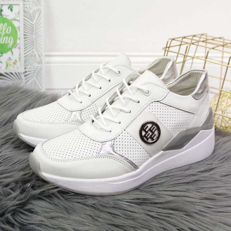 Sneakers in pelle sulla zeppa Filippo W PAW331B bianco 2