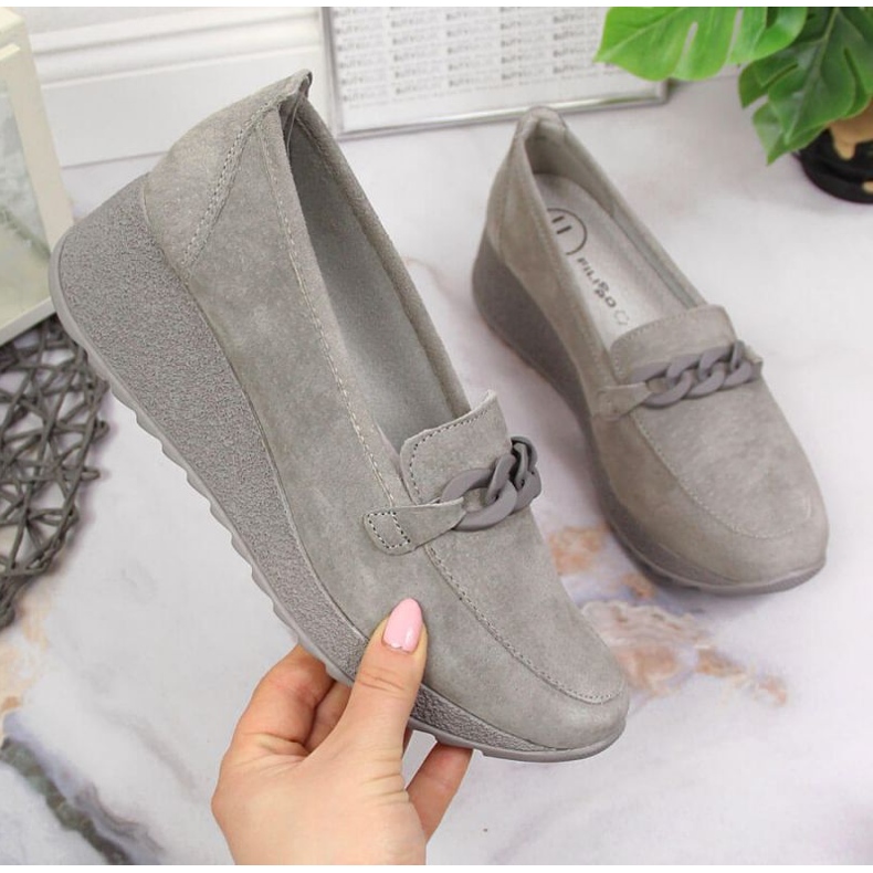 Scarpa in pelle con catena Filippo W PAW337B grigia grigio 1