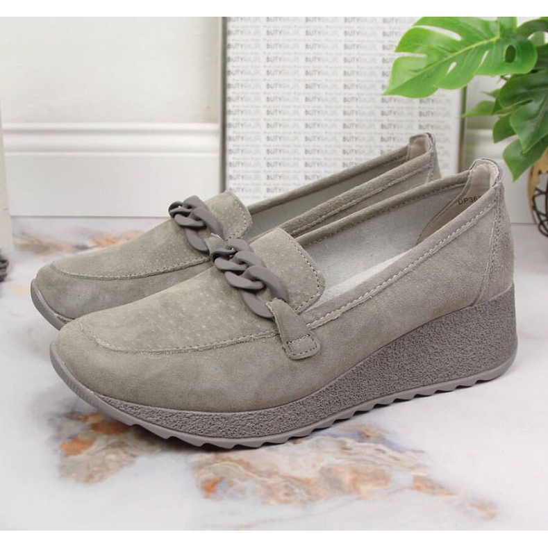 Scarpa in pelle con catena Filippo W PAW337B grigia grigio 2