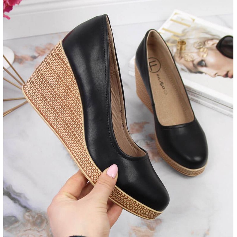 Décolleté in pelle sulla zeppa Filippo W PAW339A nero 1