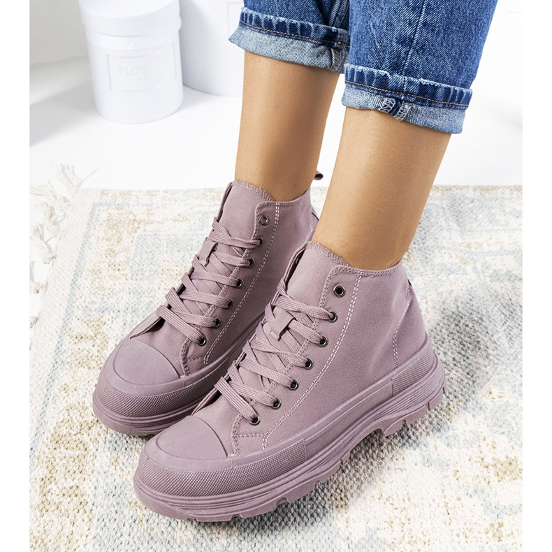 Sneakers alte alla caviglia viola sulla piattaforma Boyes 1