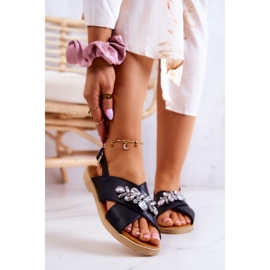 FW1 Comodi sandali da donna con decorazione Irvine nera nero 1