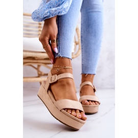 FW1 Sandali In Pelle Scamosciata Sulla Piattaforma Beige Sariah 1