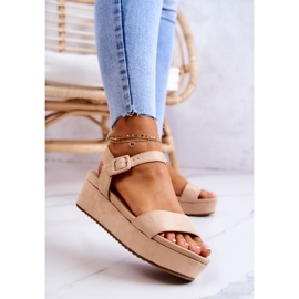 FW1 Sandali In Pelle Scamosciata Sulla Piattaforma Beige Sariah 2