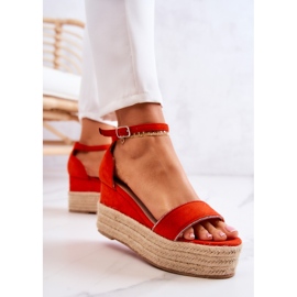 FW1 Sandali Da Donna Con Zeppa Con Linette Arancioni Cubic Zirconia arancia 2