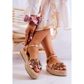 FW1 Sandali Da Donna Espadrillas Con Fiori Rose Gold Marlon rosa d'oro 2