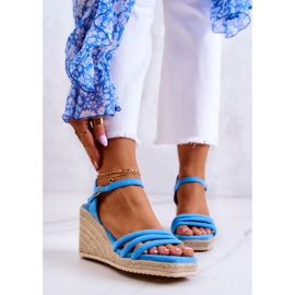 FJ1 Sandali con zeppa in pelle scamosciata blu della Louisiana 1