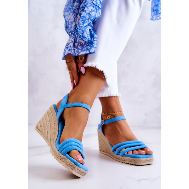 FJ1 Sandali con zeppa in pelle scamosciata blu della Louisiana 2