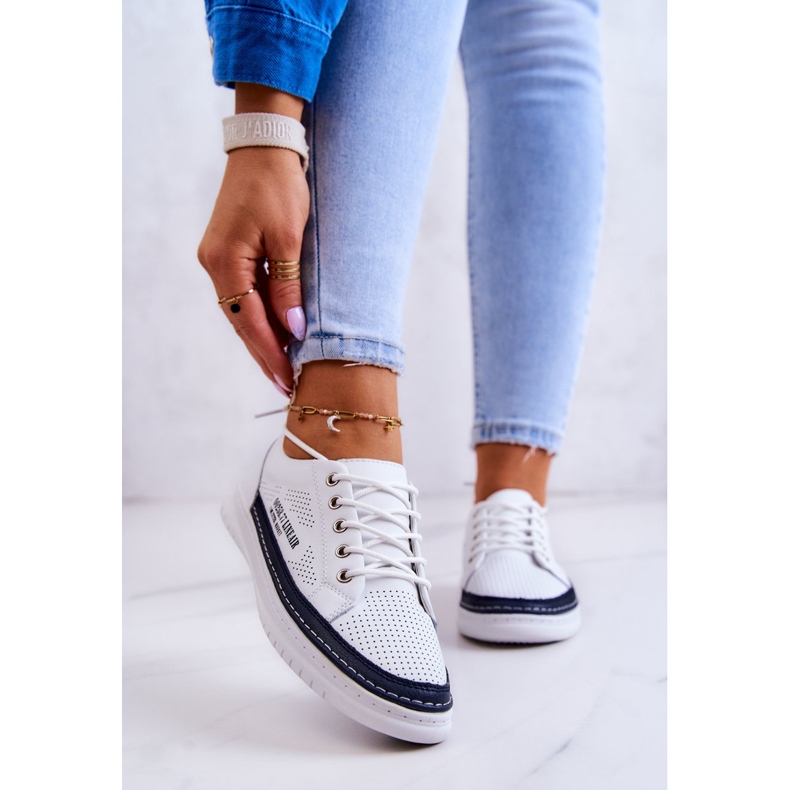 Sneakers da Donna in Pelle Bianche e Blu Navy Cloesa bianca 2