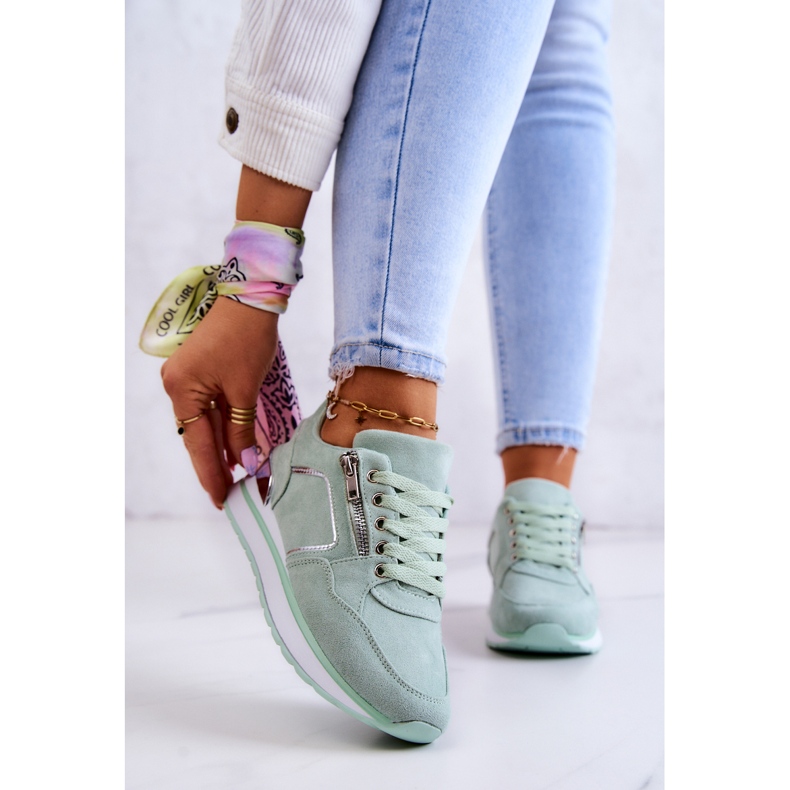 FB2 Scarpe sportive in pelle scamosciata su una piattaforma Riverside verde chiaro 2