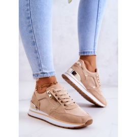FB2 Scarpe sportive in pelle scamosciata su una piattaforma Riverside beige scuro 1