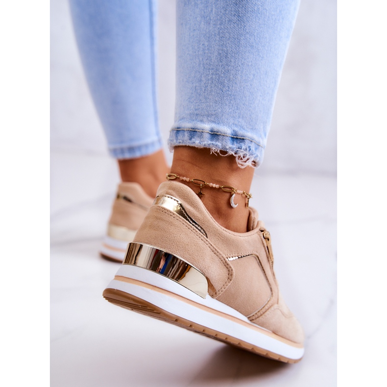 FB2 Scarpe sportive in pelle scamosciata su una piattaforma Riverside beige scuro 2