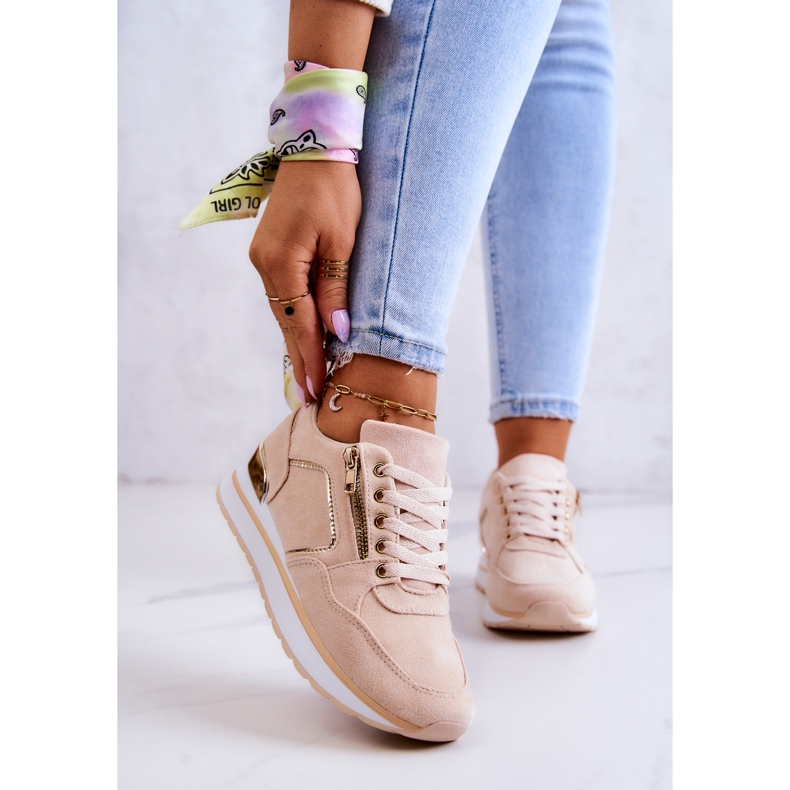 FB2 Scarpe Sportive In Pelle Scamosciata Sulla Piattaforma Beige Chiaro Riverside 1