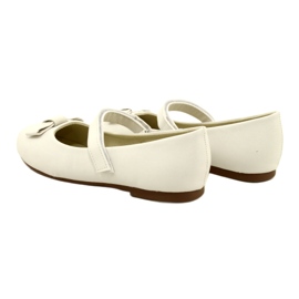 Ballerine bianche con fiocco in velcro bianco 5