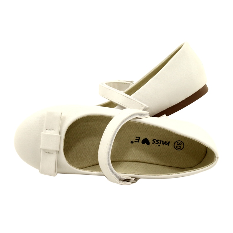 Ballerine bianche con fiocco in velcro bianco 4
