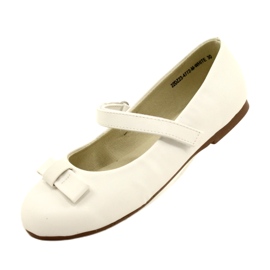 Ballerine bianche con fiocco in velcro bianco 3